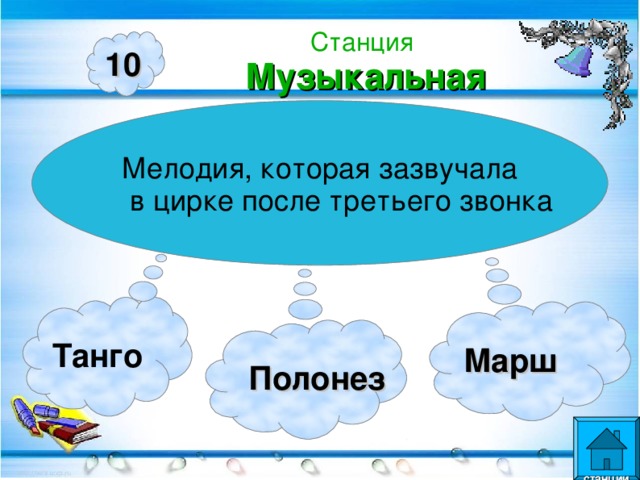 Станция  Музыкальная 10 Мелодия, которая зазвучала  в цирке после третьего звонка Танго Марш  Полонез  станции  