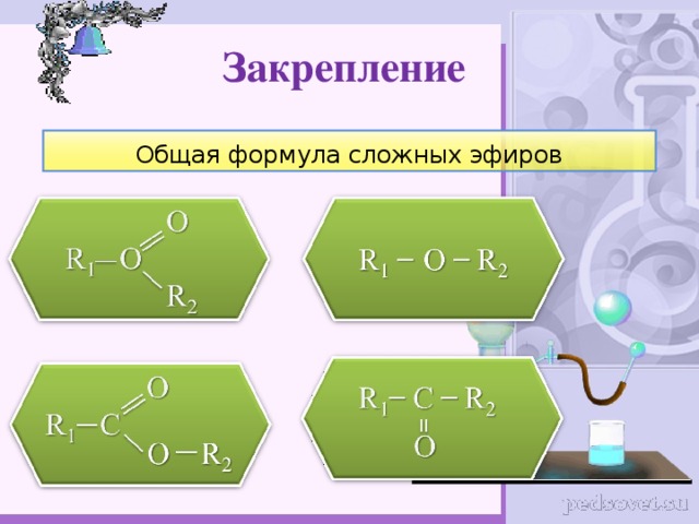 Закрепление Общая формула сложных эфиров 