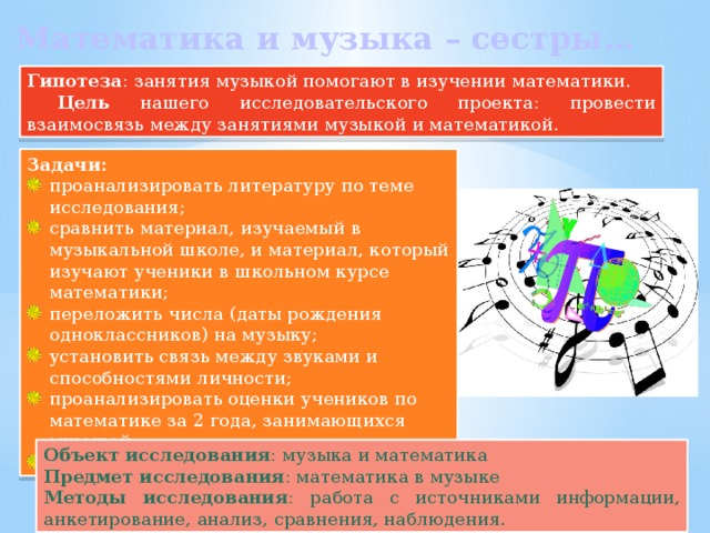 Музыка и математика проект