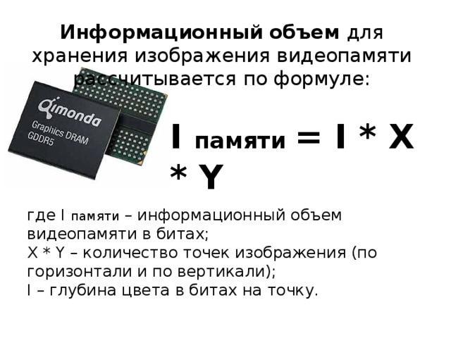 Объем графической памяти. Формула объема памяти для хранения изображения. Объем видеопамяти формула. Хранение изображений формула. Формула вычисления объема видеопамяти.