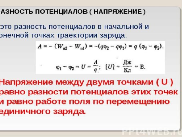 Разность потенциалов зарядов. Напряжение разность потенциалов. Напряжение разница потенциалов. Разность потенциалов равна напряжению. Разность потенциалов формула через напряженность.