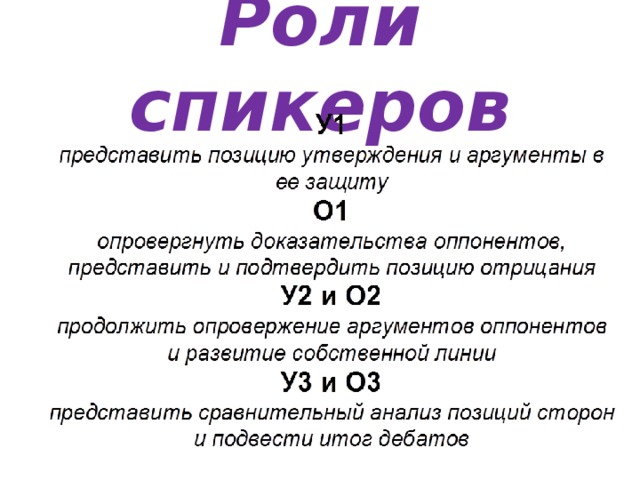 Роли спикеров 