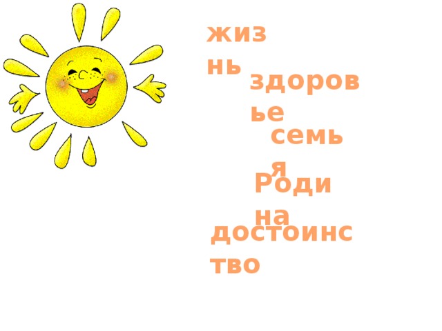 жизнь здоровье семья Родина достоинство 