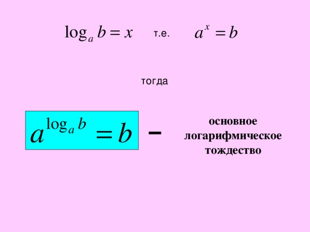 т.е. тогда основное логарифмическое тождество 