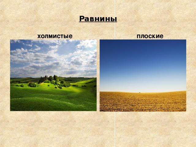 Равнины холмистые плоские 