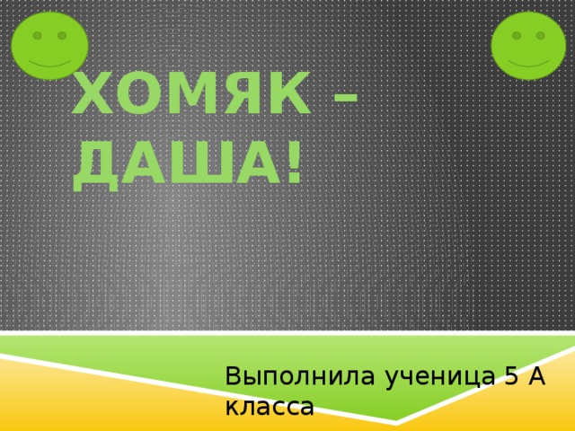 Хомяк – Даша! Выполнила ученица 5 А класса Кузьмина Екатерина. 