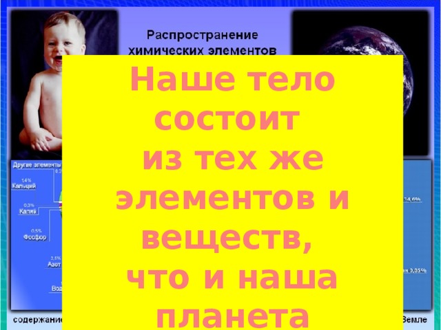 Наше тело состоит из тех же элементов и веществ, что и наша планета 