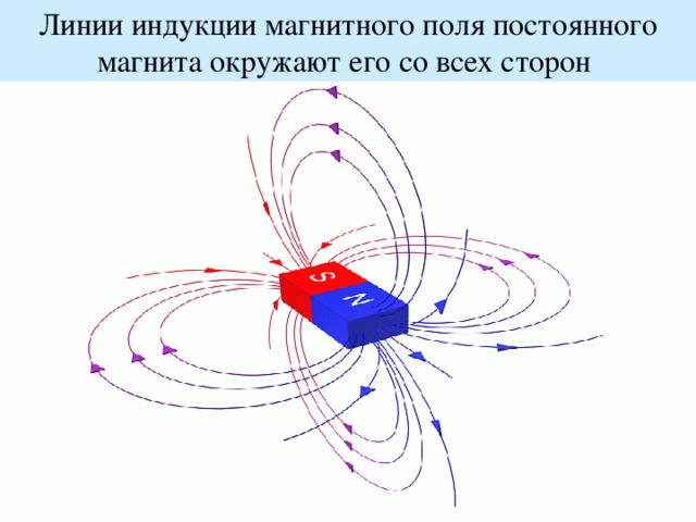 Линии индукции магнитного поля постоянного магнита окружают его со всех сторон 