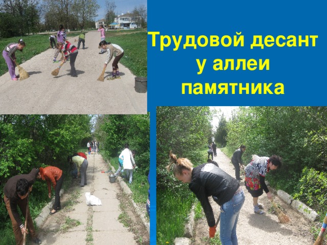 Трудовой десант  у аллеи памятника 
