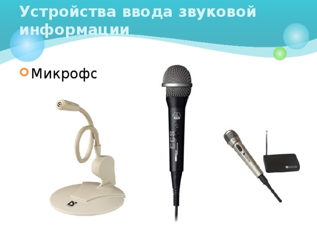 Устройства ввода звуковой информации Микрофон  