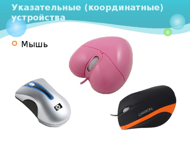 Указательные (координатные) устройства  Мышь  
