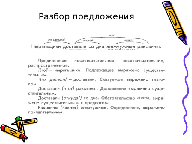 Предложения разбор предложения 3 класс образец оформления