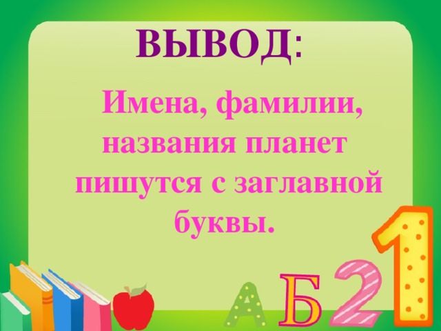 Заглавная буква в именах собственных 1 класс презентация