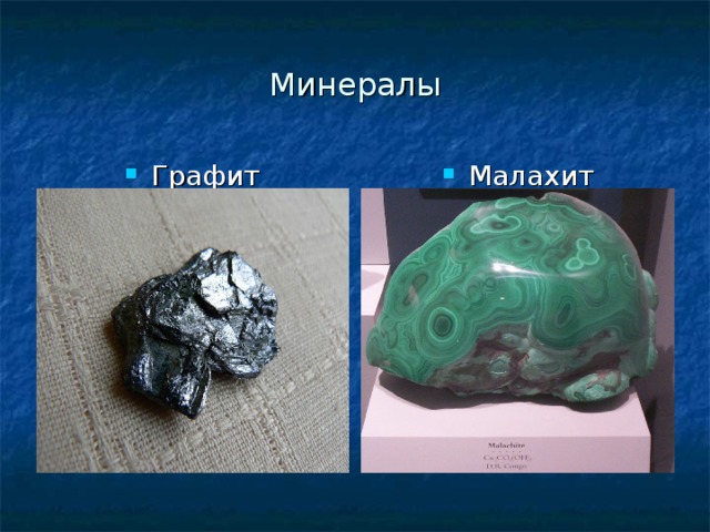 Минералы Графит Малахит 