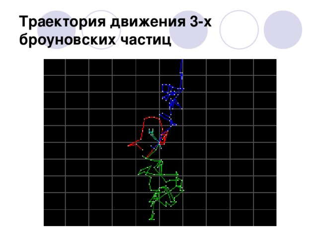 Траектория движения 3-х броуновских частиц 