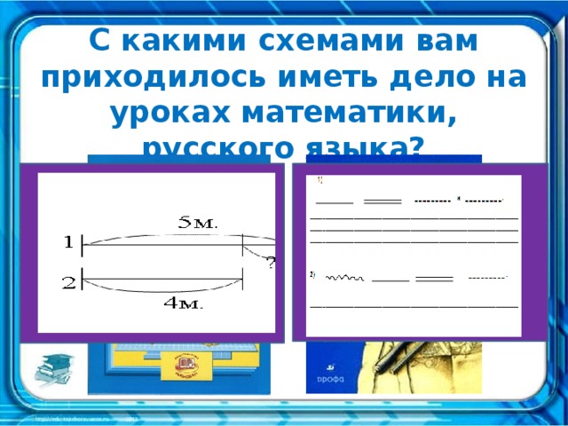 С какими схемами вам приходилось иметь дело на уроках математики, русского языка? 