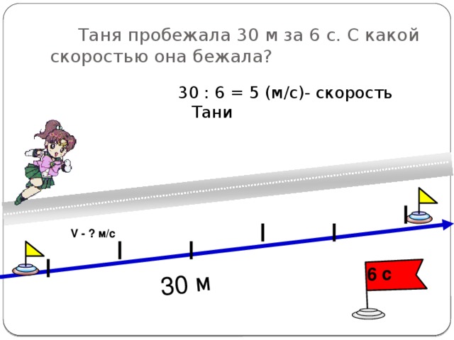 Сколько километров пробежал. Таня пробежала 30 м за 6 секунд. Таня пробежала 30 м за 6 с с какой скоростью. Скорость 4 класс математика. 467, Таня пробежала 30 м за 6 с. c какой средней скоростью она бежала?.