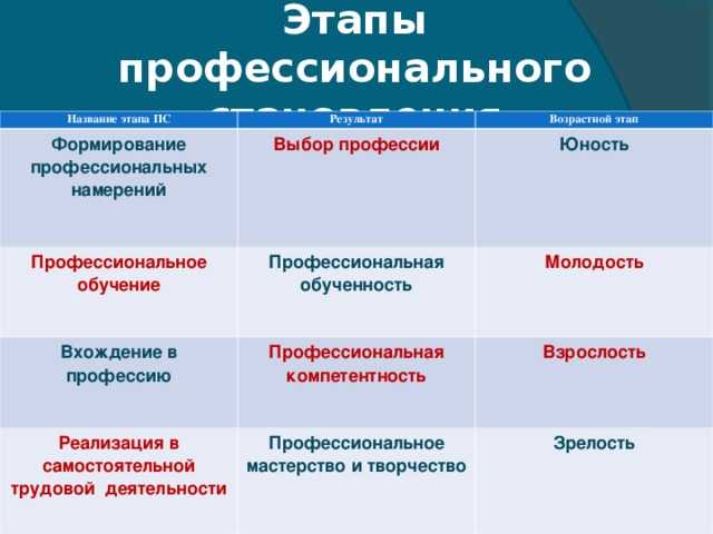 Процесс профессионального образования