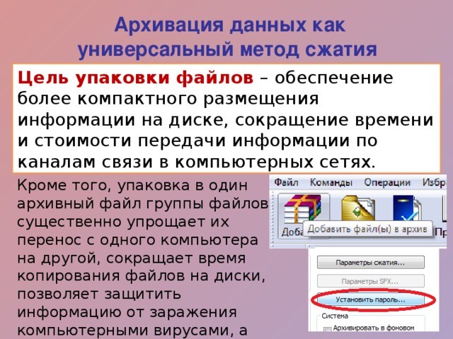 Что происходит с компьютерными данными при архивации 6 букв