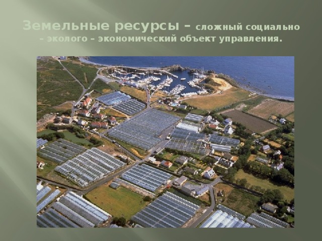 Земельные ресурсы – сложный социально – эколого – экономический объект управления. 