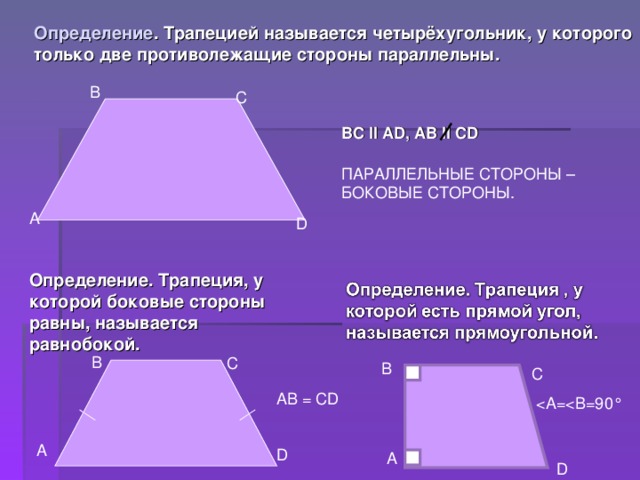 Найдите площадь трапеции параллельные стороны