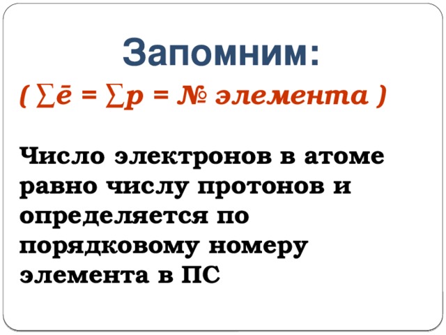 Число электронов в атоме равно числу. Число электронов в атоме равно порядковому номеру элемента. Число протонов в атоме равно числу.