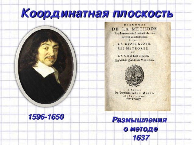 Координатная плоскость 1596-1650 Размышления  о методе 1637 