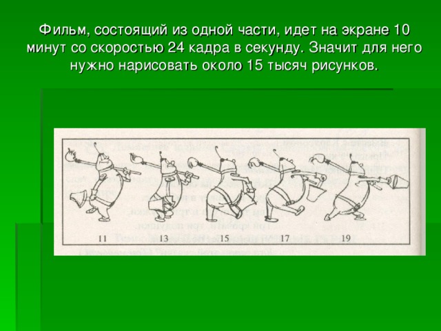 Сколько рисунков как правило нужно нарисовать для 1 секунды мультфильма