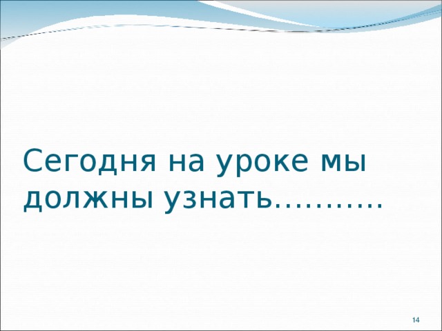 Сегодня на уроке мы должны узнать………..  