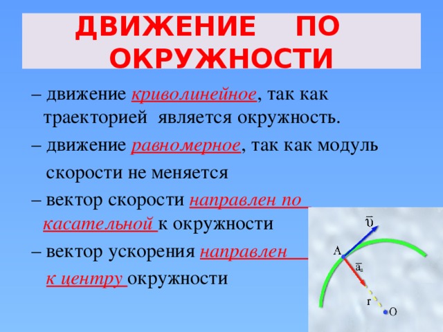 Траекторией движения тела называется. Криволинейное движение движение по окружности. Криволинейное равномерное движение по окружности. Формулы криволинейного движения по окружности. Траектория движения по окружности.