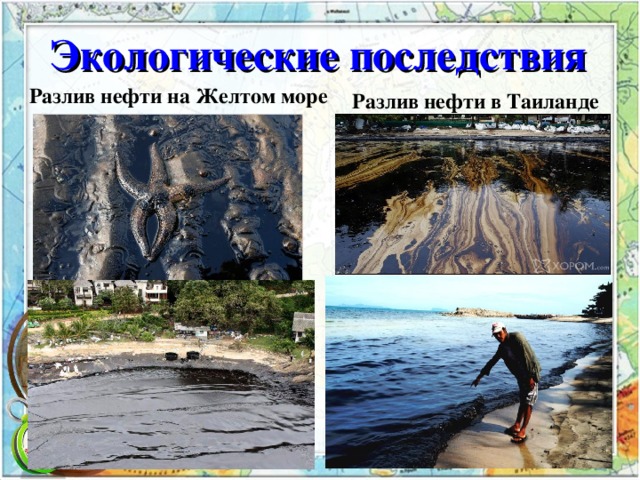 Экологические последствия Разлив нефти на Желтом море Разлив нефти в Таиланде 