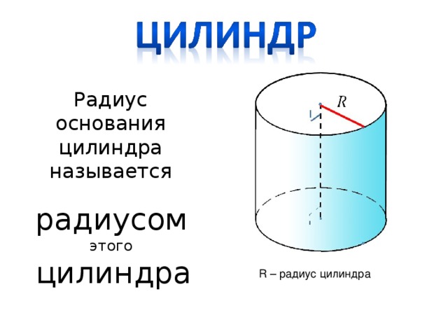 Радиус цилиндра большой маленький