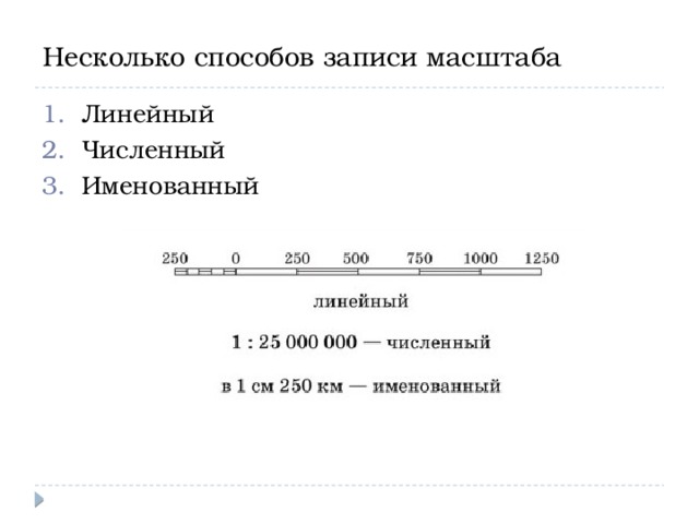 Численный именованный и линейный масштабы показывают