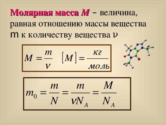 Формула молярной массы вещества