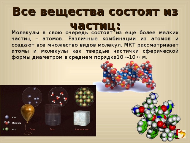 Строение вещества молекулы и атомы физика 7 класс презентация