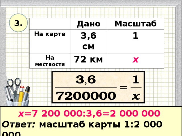 Математика тема масштаб. Масштаб карты 1 40000. Масштаб 3.6:7200000. 6 См в масштабе 3:1. 1/72 Масштаб в см.