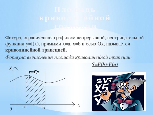 Фигура ограниченная графиком функции Презентация по математике "Первообразная и интеграл"