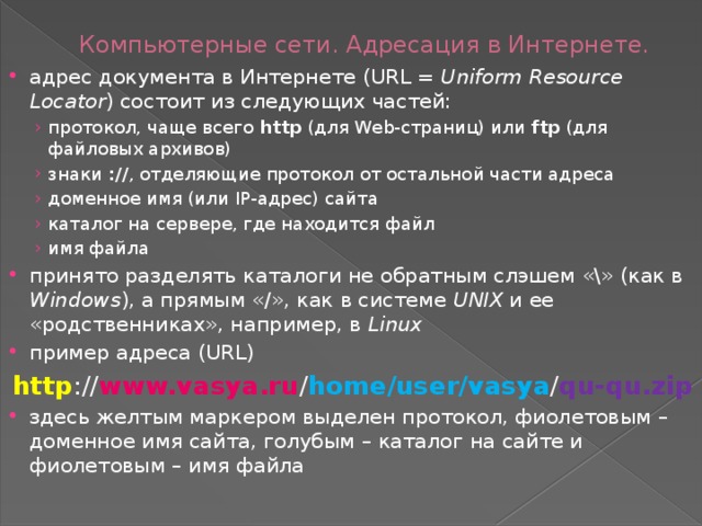 Стандартизованный способ записи адреса ресурса файла в сети интернет выполняется на основе