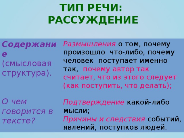 Предложения 2 3 содержат рассуждение