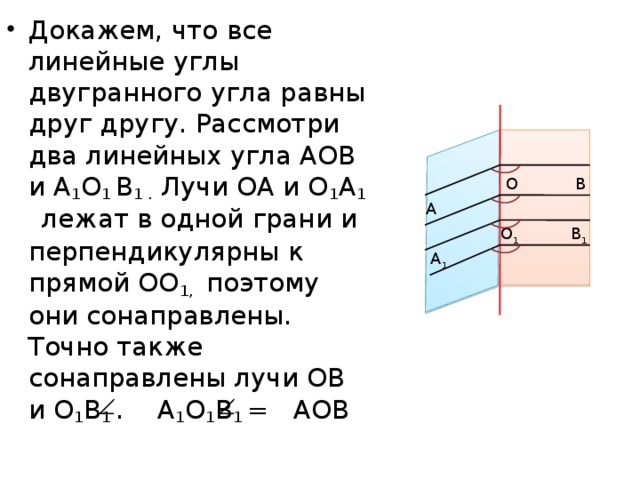 Чему равен линейный угол двугранного угла