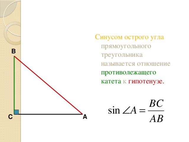 Синус угла отношение противолежащего