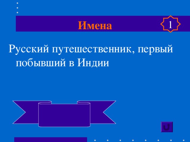 Имена 1 Русский путешественник, первый побывший в Индии  Афанасий Никитин 