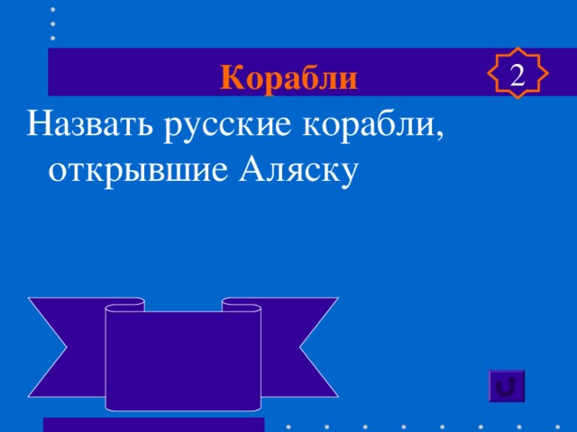 Корабли 2 Назвать русские корабли, открывшие Аляску  «Святой Петр»  «Святой Павел» 