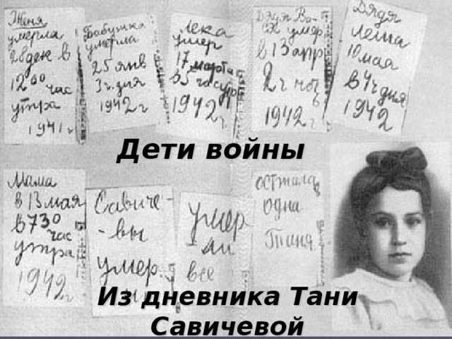 Дети войны Из дневника Тани Савичевой 