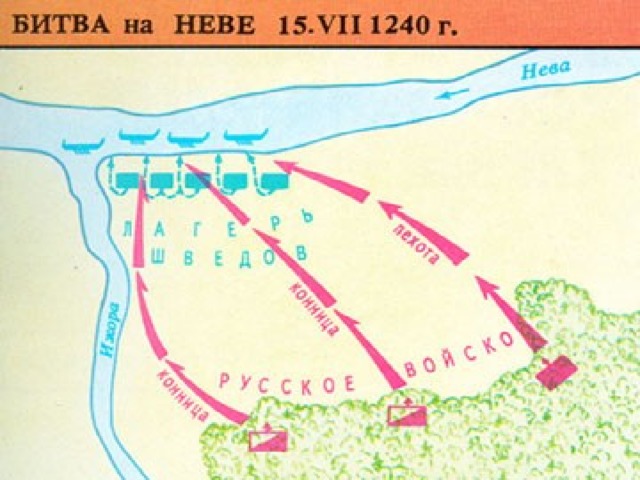 На рассвете 15 июля 1240 г. Александр обрушился на шведов. Внезапное появление новгородской рати повергло их в панику. Новгородцы быстро пробились к шведским кораблям и ворвались в шведский лагерь.   