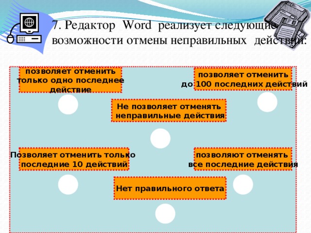 Отменить последнее действие можно с помощью powerpoint