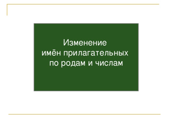 Изменение  имён прилагательных  по родам и числам    