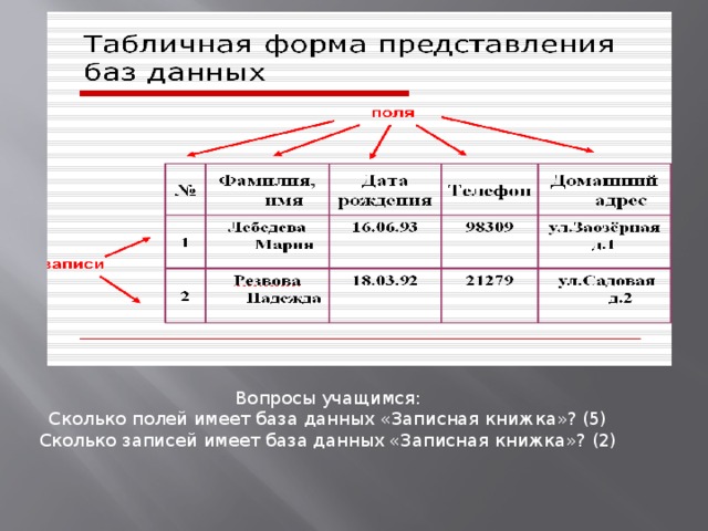 Что можно назвать базой данных записная книжка программа на компьютере