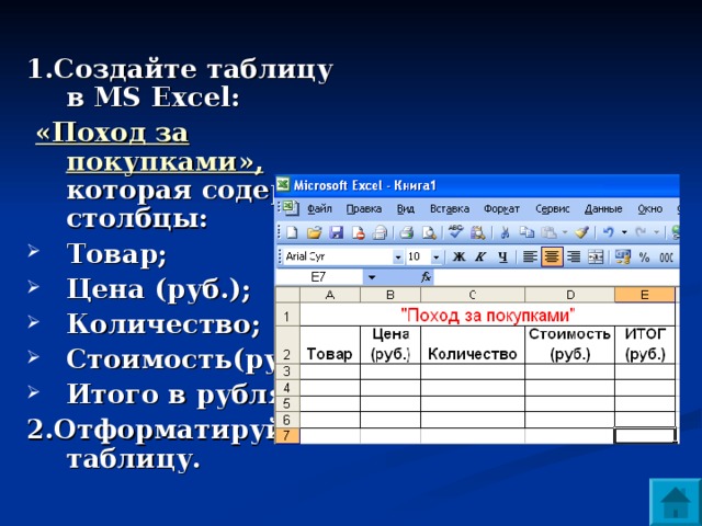 Столбцы содержат. Алгоритм создания таблицы. Таблица в excel для туризма. Создайте таблицу в MS excel. Создайте таблицу «поход за покупками».