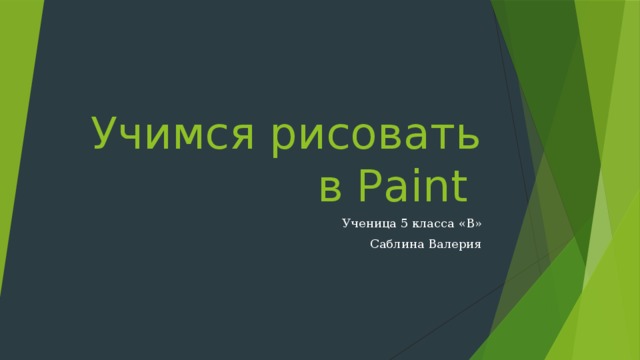 Учимся рисовать в Paint Ученица 5 класса «В» Саблина Валерия 